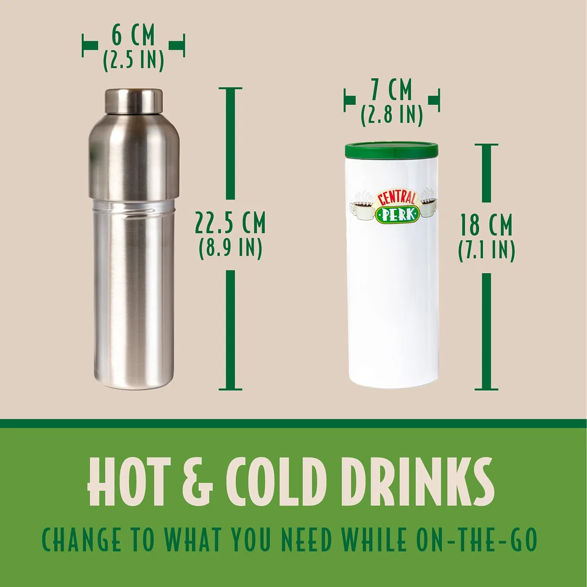 Paladone Central Perk Combo Cup - Travel Coffee Mug and Metal Water Bottle