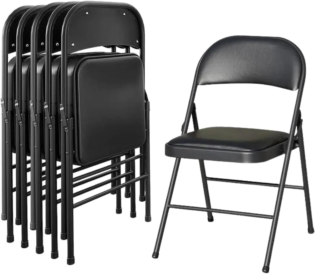 GrecoShop Set 6 Sedie Pieghevoli Salvaspazio con Imbottitura, Struttura in Metallo Robusta, Sedie per Ufficio Casa e Esterno, Portata 140 kg, Compatte e Resistenti