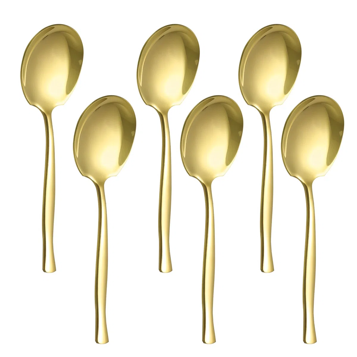 Teyyvn Set di 8 grandi cucchiai da portata acciaio inox, acciaio cucchiai grandi per servire, color oro