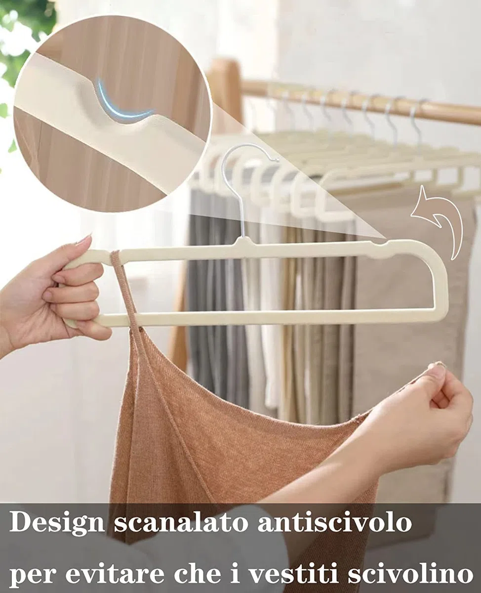 Grucce Pantaloni,10 Pezzi Appendiabiti per Pantaloni Salvaspazio,35cm Grande Antiscivolo Grucce per Pantaloni Velluto,Capacità di Carico Elevata Attaccapanni per Vestiti,Sciarpe, Asciugamani（Grigio）
