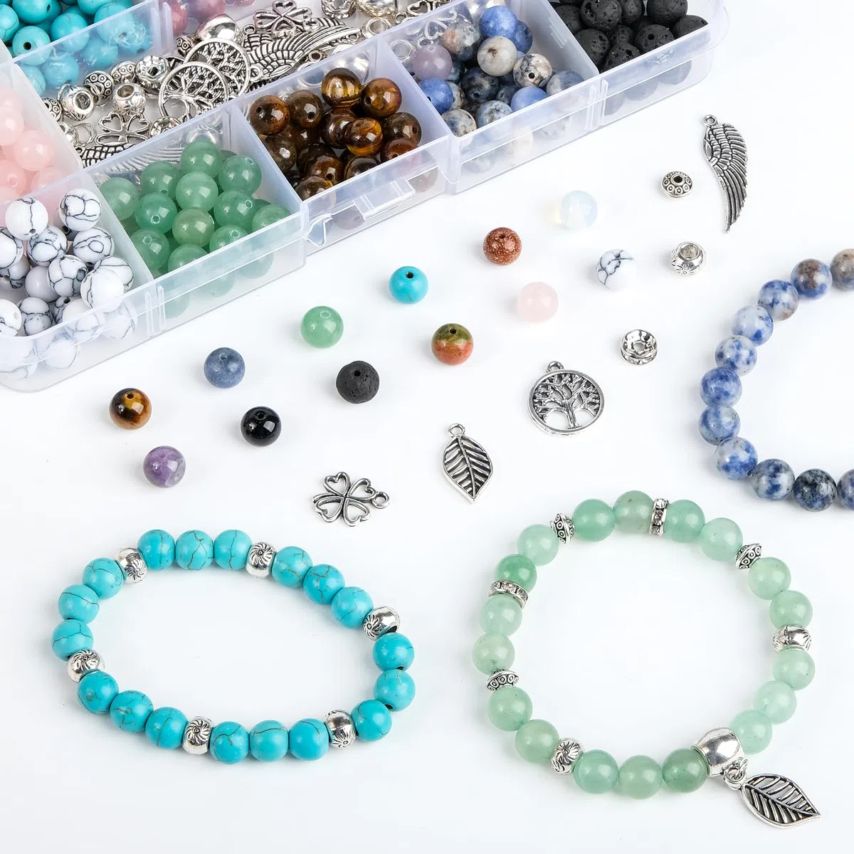 ARTESTAR 8mm Perline Braccialetti Kit,Perle Gioielli Naturali per Braccialetti Collane,Kit Braccialetti Fai da Te Creativo Adulti Bambini