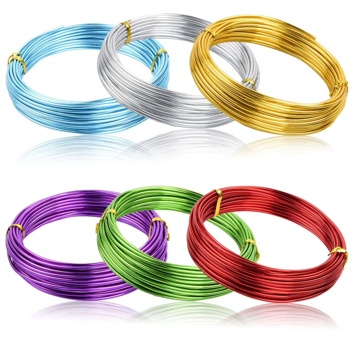 6 rotoli di filo di alluminio flessibile da 2 mm, per fai da te, 6 colori, filo di alluminio rotondo, per scultura fai da te, bicicletta, moto, modellazione, 10 m per rotolo