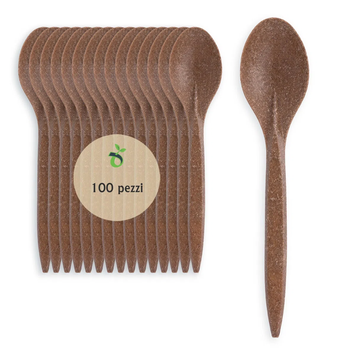 Cucchiai Monouso in WPC, Color Legno Scuro - Confezione da 100 Pezzi | Posate Biodegradabili per Finger Food, Dessert, Compleanni ed Eventi