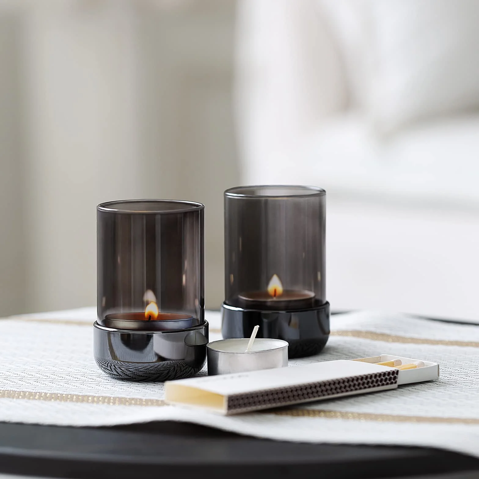 Portacandele in vetro, set di 4 portacandele, per feste, matrimoni, lauree, compleanni, donne, decorazioni per la casa, confezione da 4, nichel nero
