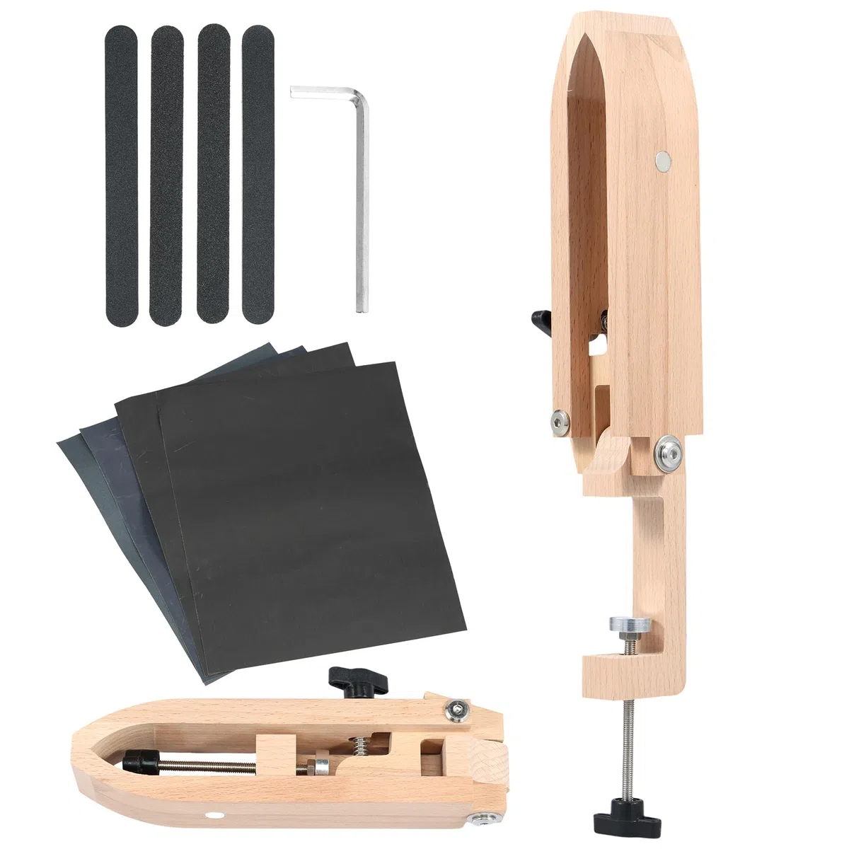 Punto in pelle Pony Legno di faggio Artigianato in pelle Cucitura a mano Pony Cavallo Tavolo Pieghevole Desktop Cucitura Pony Horse Morsetto in pelle Regolabile Cuoio Cucito Pony per fai da te