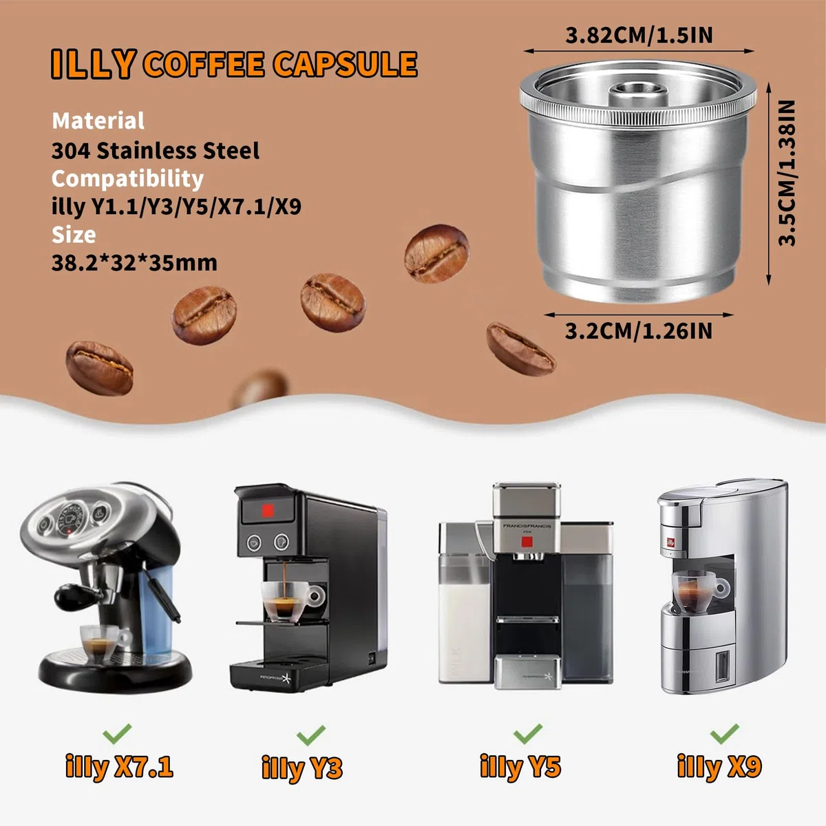 Inossidabile Acciaio Caffè Capsule Riutilizzabile Compatibile con ILLY Caffè Macchina per Y1.1 Y3 Y5 X7.1 X9
