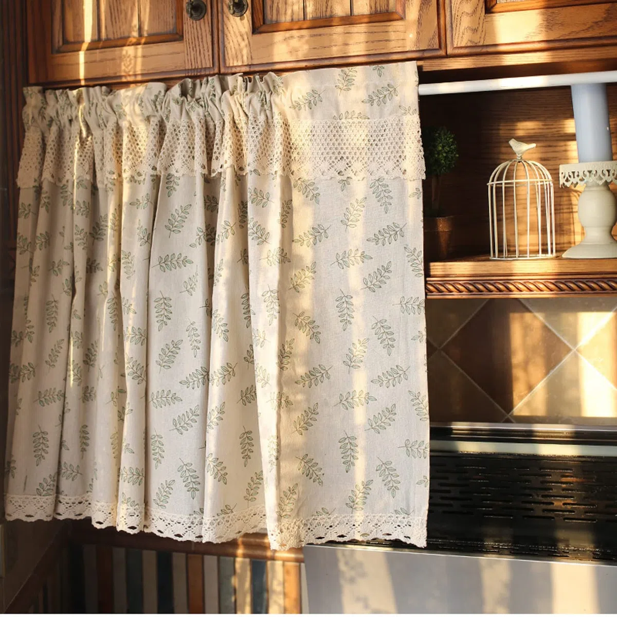 Tende da Cucina Tendine Corte della Finestra Stile Rustico Tendina Oscuranti Decorazione per Balcone Camera Bistrot 140X120CM