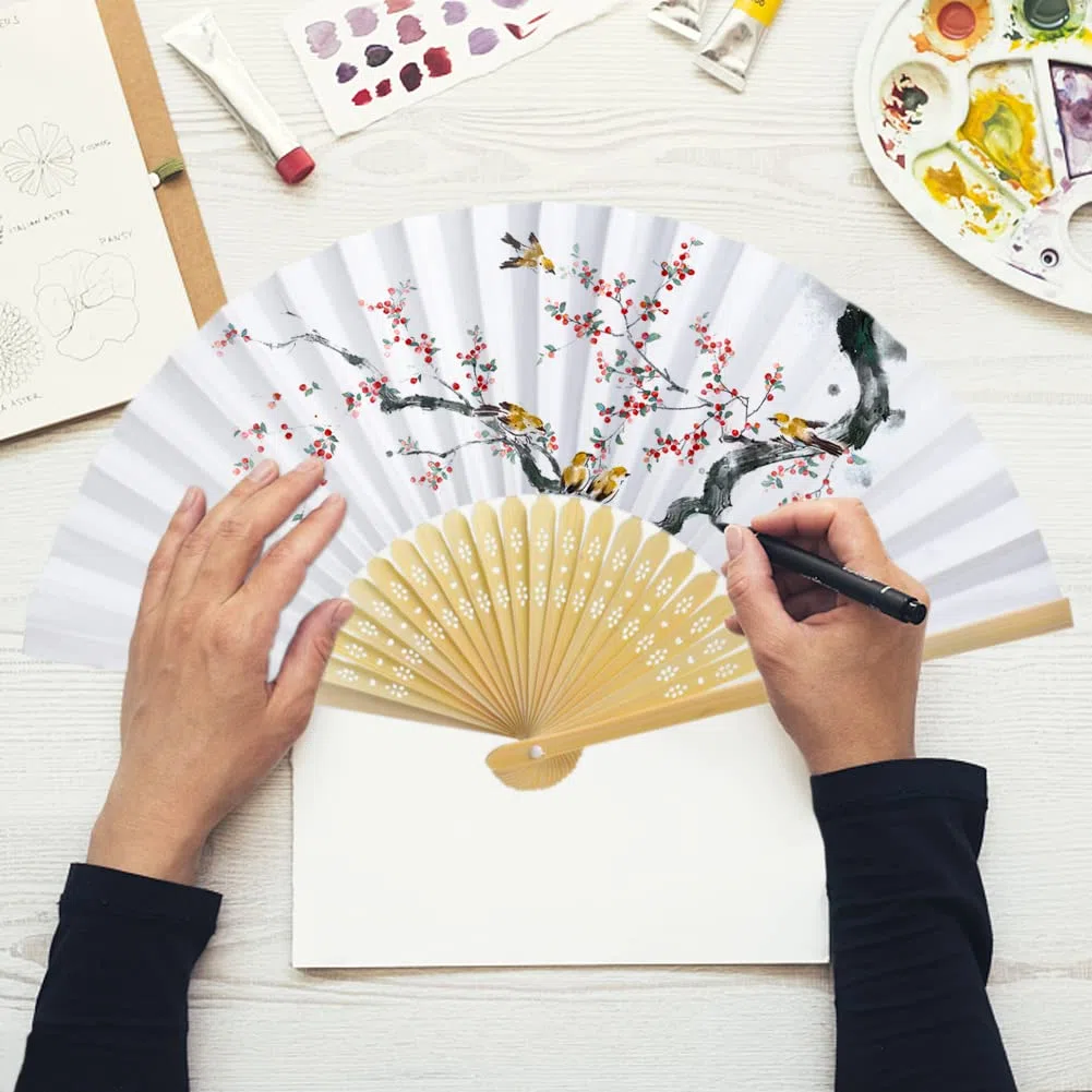 50 Pezzi Ventagli Pieghevoli Ventagli Matrimonio Ventaglio Pieghevole Bianchi,Ventaglio Matrimonio per Regali Gli Invitati Bomboniera Nascita Regalo Ospiti Baby Shower Matrimonio | Éventails en bambou raffinés