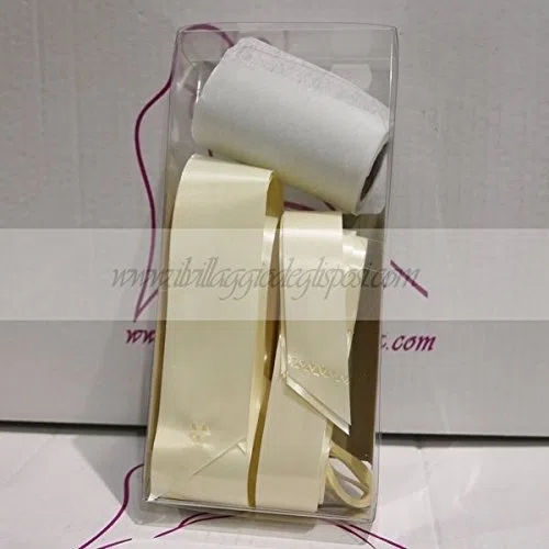 Kit per Auto con coccarde Avorio e Nastro Bianco