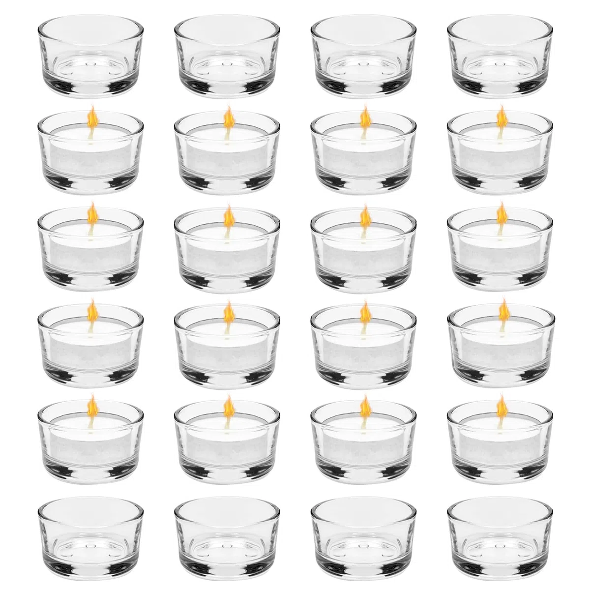 24 PCS Vasetti per Candele Votive, Portacandele in Vetro Trasparente Diametro 4,5 cm, per la Decorazione Della Tavola di Casa, per Matrimoni, Candele Decorative in Vetro