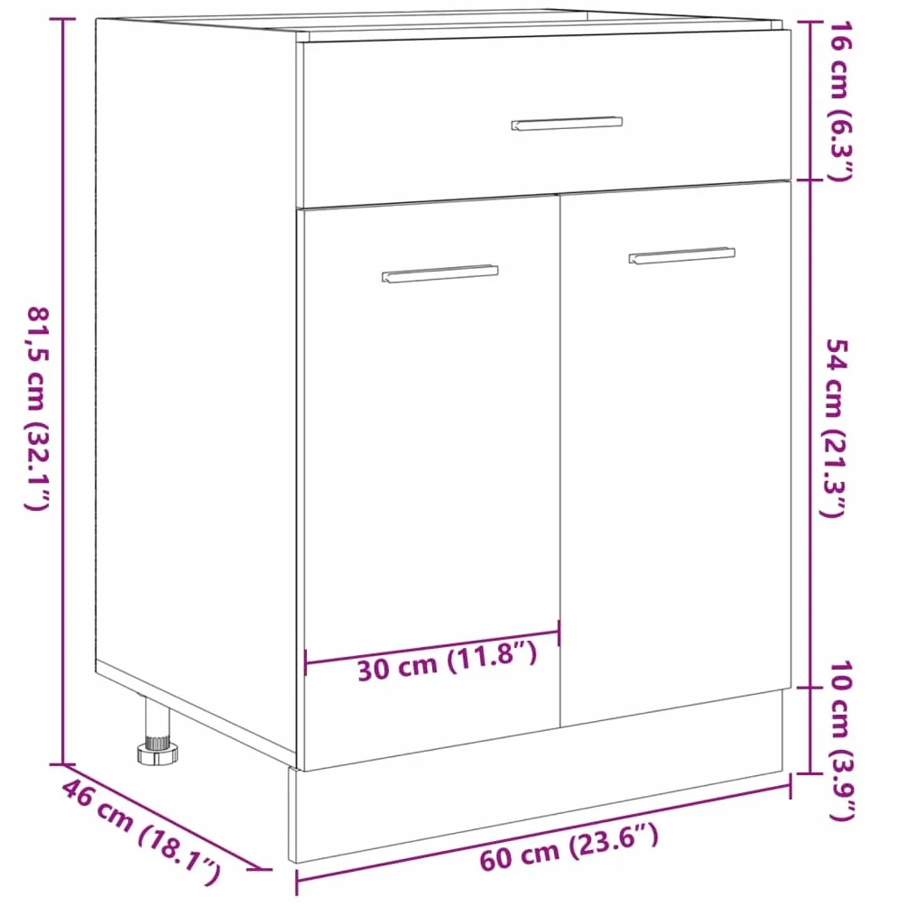 vidaXL Armadio Inferiore Cassetto “Lyon” Rovere Sonoma 60x46x81,5