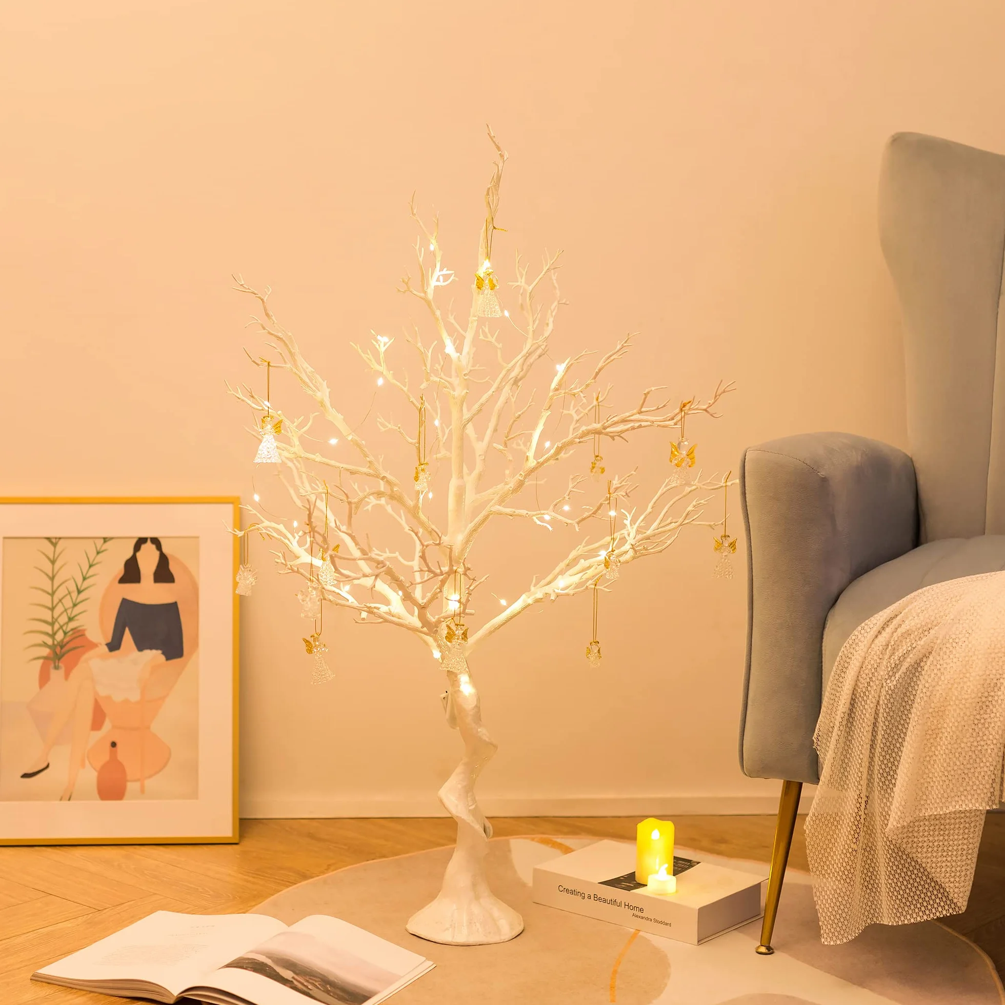 Sziqiqi 105cm Bianco Albero per Matrimonio Centrotavola Albero di Pasqua da Decorare Grande Albero Decorativo Interni All'Aperto Natale Display Albero dei Desideri per Esposizione Eventi Compleanno