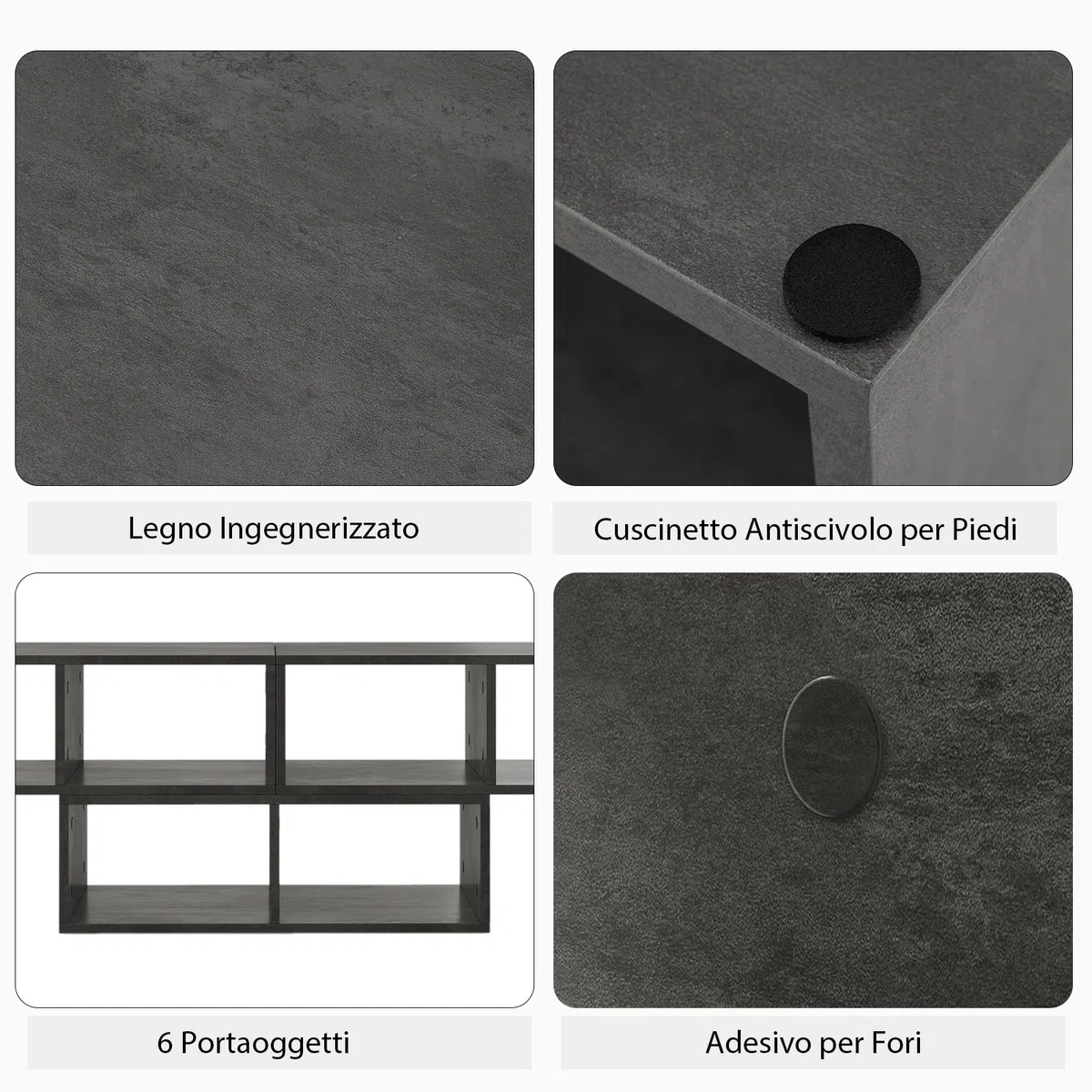 COSTWAY Mobile Porta TV Combinabile con Ripiani Aperti, per TV Fino a 65 Pollici, Mobile TV di Legno per Camera da Letto, Soggiorno, Capacità di Carico Massima 80 kg, 134-180 x 30 x 43 cm (Grigio)