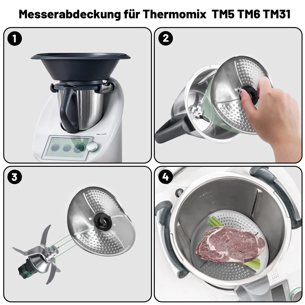 Copri Lama Bimby, Protezione per Copertura Lama per Alimenti in Acciaio Inossidabile, Coprilama Compatibile Bimby TM5 TM6 TM31