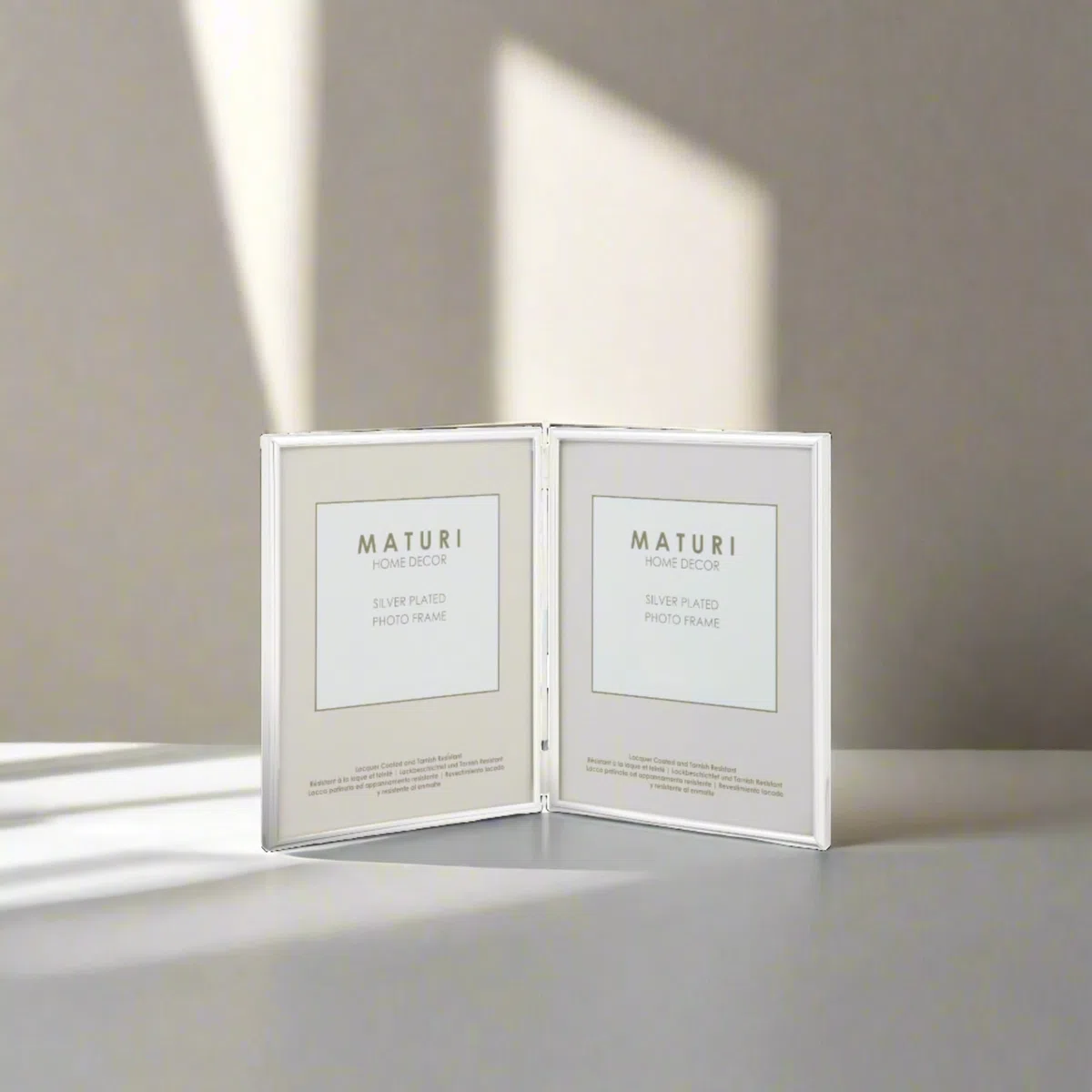 Maturi Cornice portafoto doppia placcata in argento - Ritratto con bordo sottile 13 x 18 cm