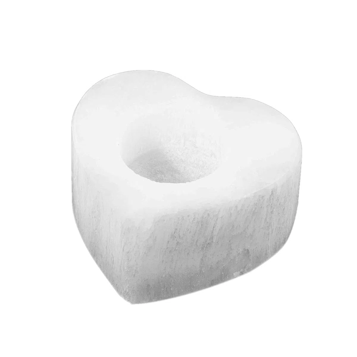 NKlaus Selenite 16329 - Portacandele a forma di cuore, 8,5 x 8,5 x 4,5 cm, a forma di cuore, per lumini e meditazione, decorazione naturale per spazi spirituali