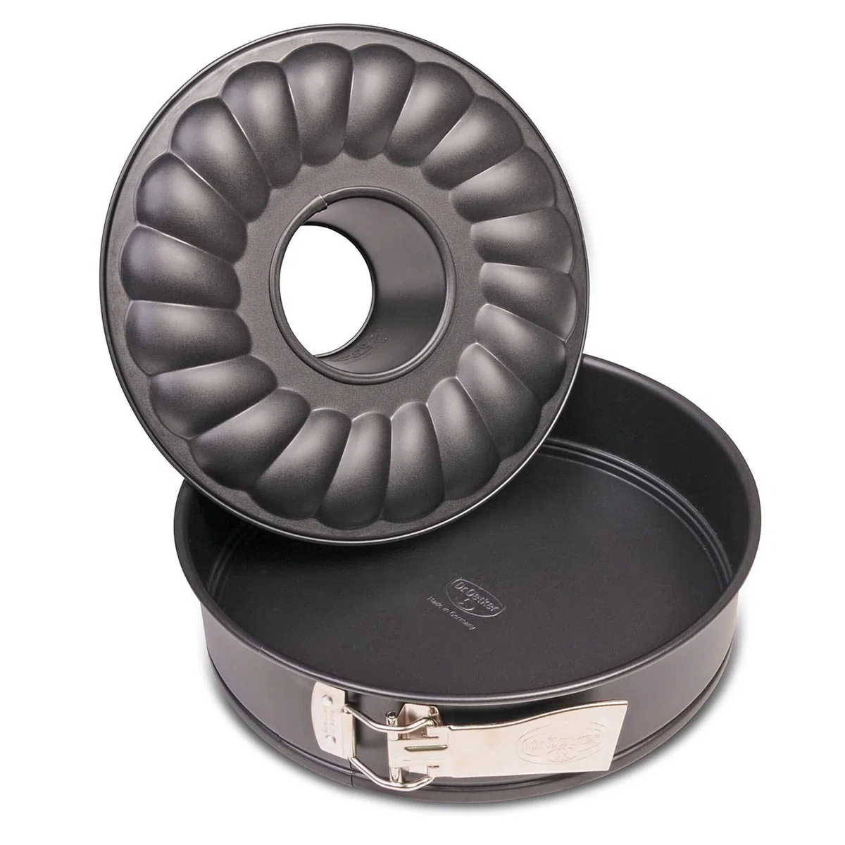 Dr. Oetker Tradition Tortiera Apribile 2 Fondi, Alluminio, Nero, 28 Cm