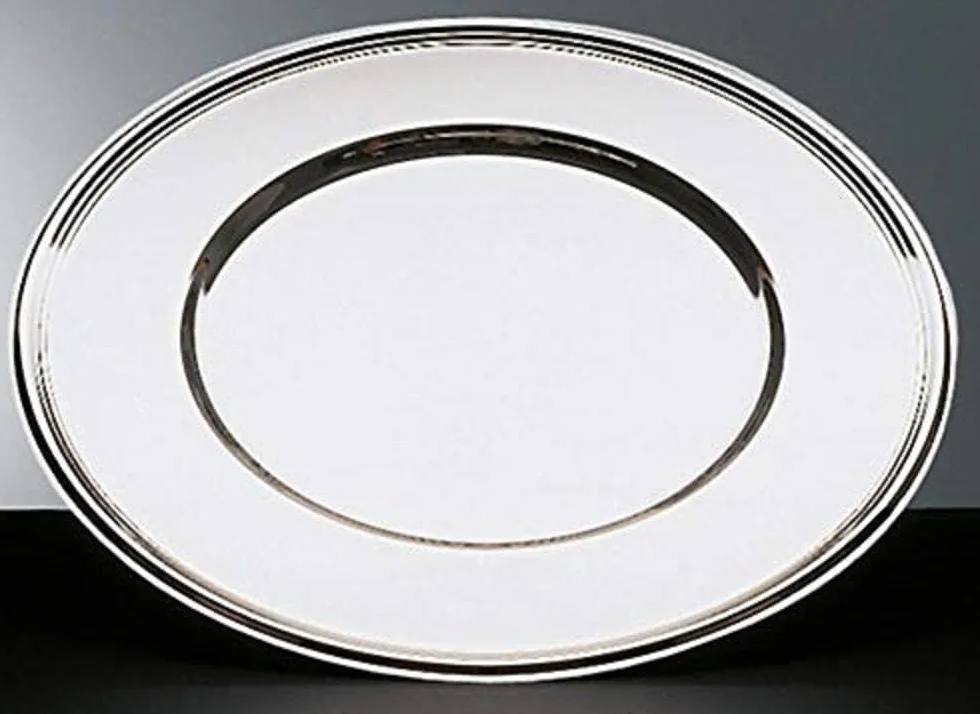 APS 35720 Piatto rotondo con diametro 30,5 cm, acciaio inox 18/10, con Perlrand
