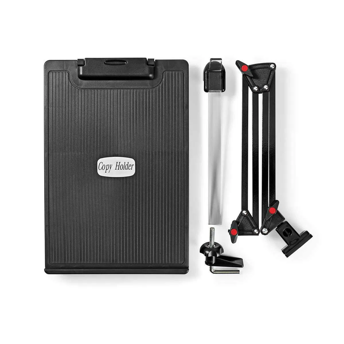 NEDIS Portadocumenti ergonomico | Completamente mobile | Supporto da tavolo | Nero Grigio/Nero, ERGOCH300BK