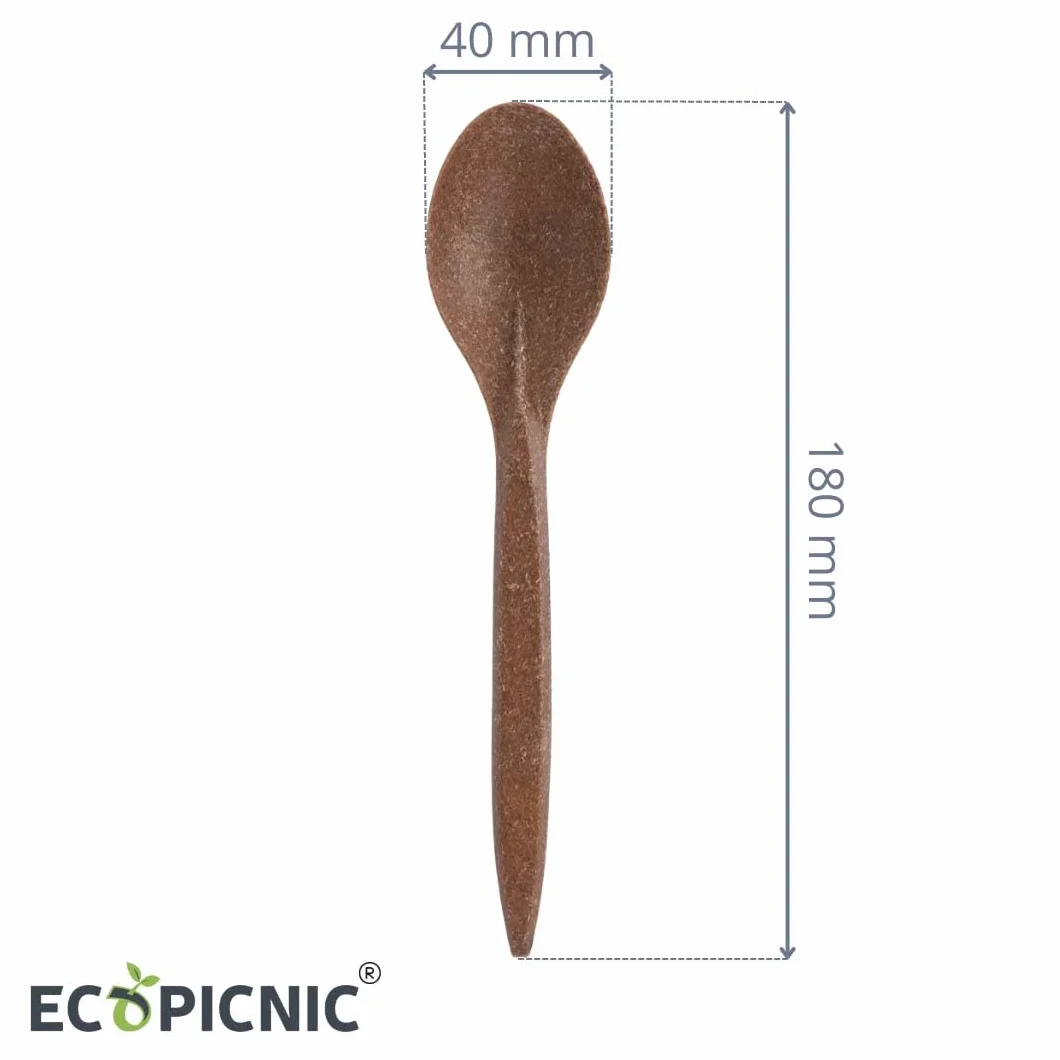 Cucchiai Monouso in WPC, Color Legno Scuro - Confezione da 100 Pezzi | Posate Biodegradabili per Finger Food, Dessert, Compleanni ed Eventi