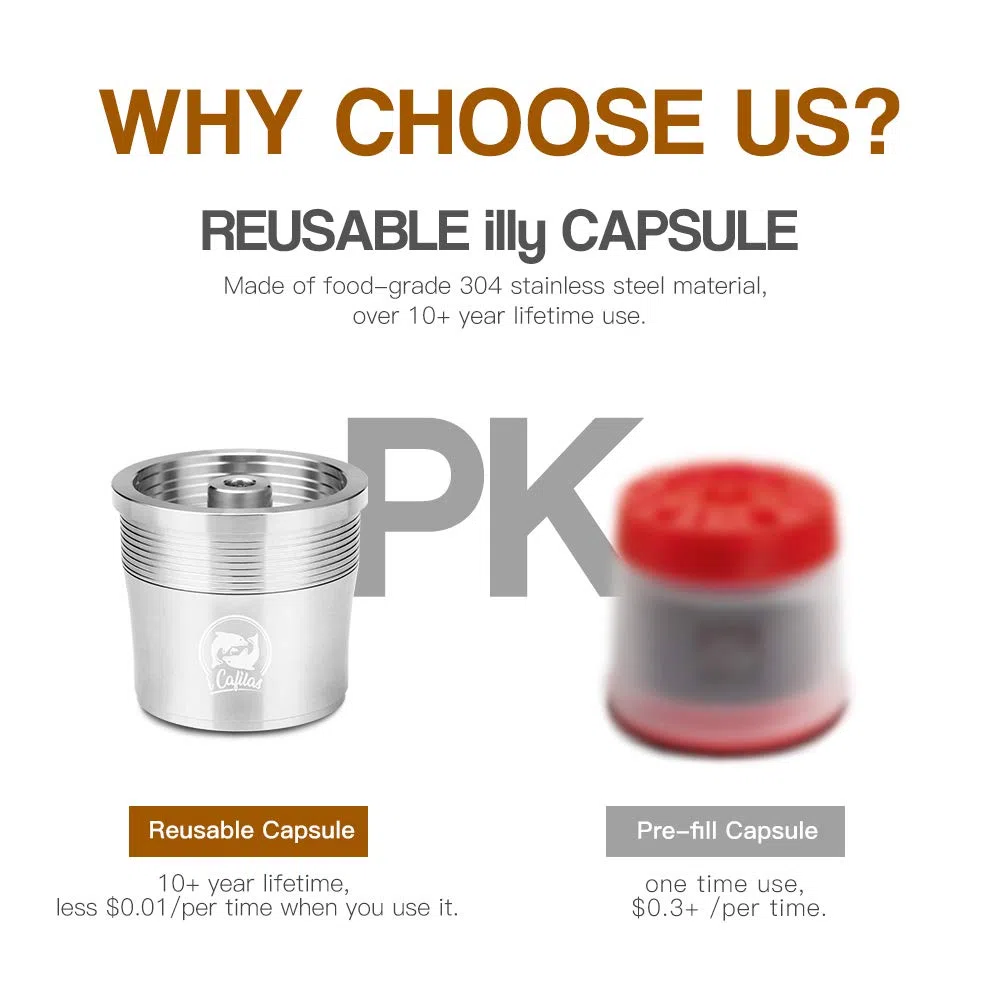 Illy Capsule Ricaricabili,Capsula Ricaricabile per Illy in Acciaio Inox, capsula filtrante per ILLY X9 X 8 X7.1 Y5 Y3 Y1.1 (capsule+tamper+Powder filler)