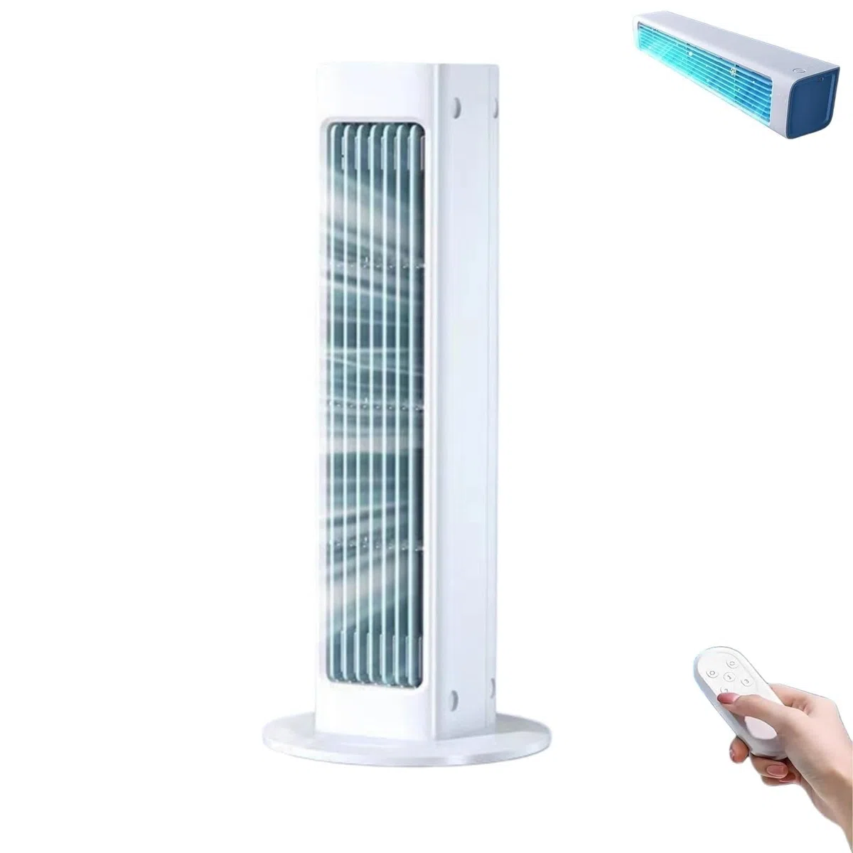 Breezamax - Qinux Breeza Max Fan Air Cooler Original, Condizionatori Portatili Ricaricabili con Telecomando 60 ° Oscillanti, per Casa/Ufficio (Bianco-1pcs)