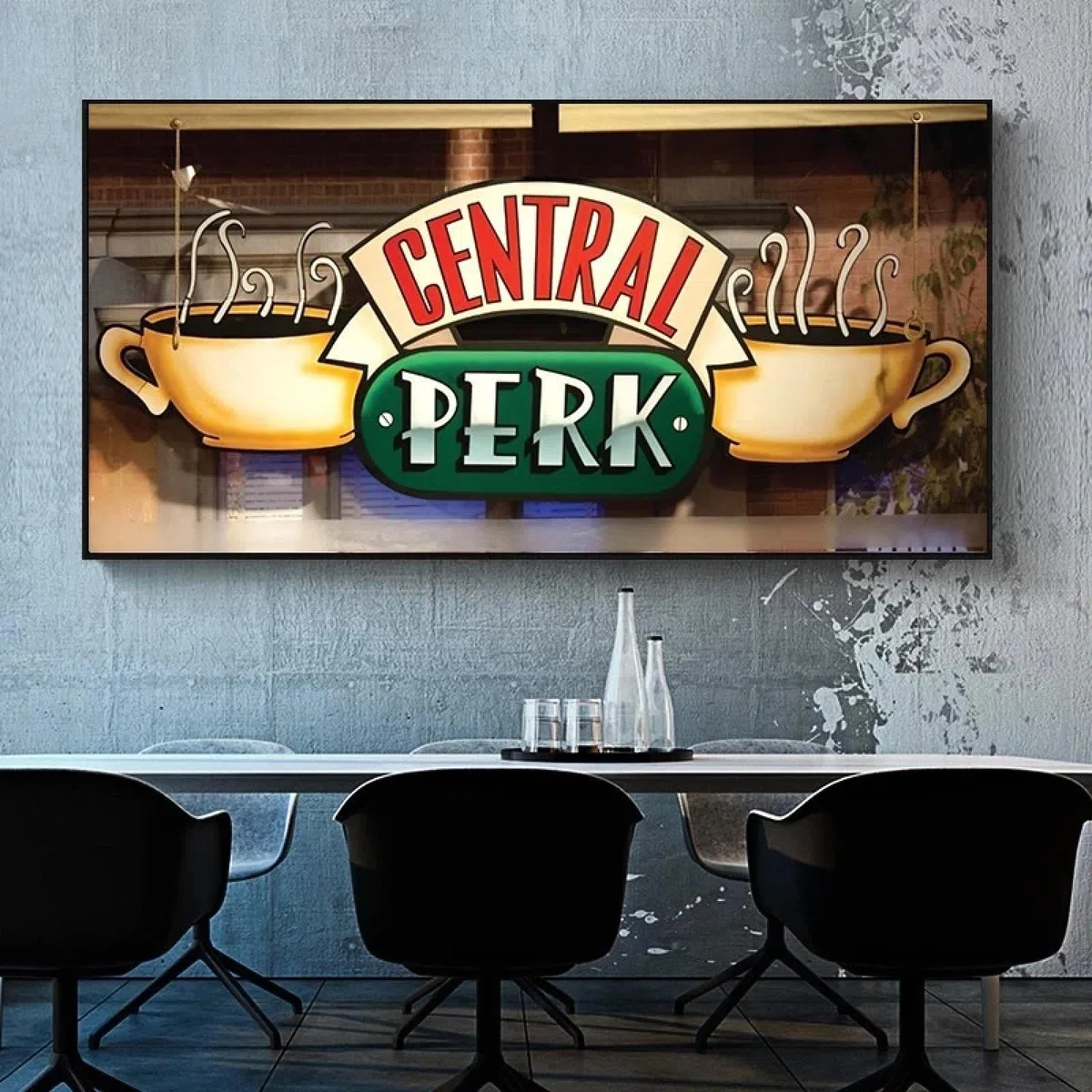 Guying Art Central Perk Cafe Quadro su Tela Amici Serie TV Poster e Stampe Quadri su Tela Immagini per Soggiorno Decorazioni per la Camera da Letto 50x100cm(20x39in) con Cornice