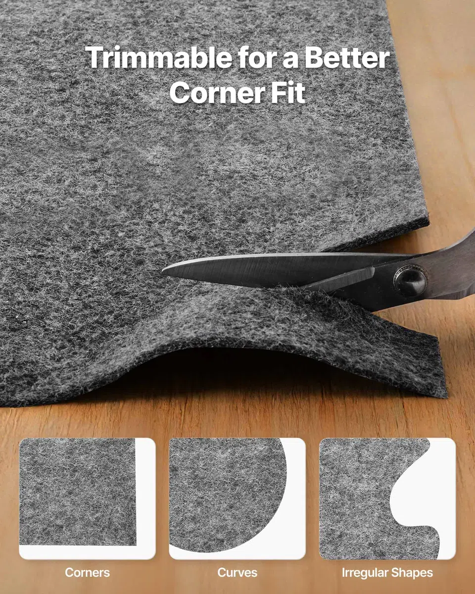 VEVOR Ferma Tappeto Antiscivolo da 2743,2 x 3657,6 x 3 mm, Rete per Tappeti con Cuscino in Feltro a Doppia Superficie e Antiscivolo in Gomma, Protezione per Pavimenti in Legno per Pavimenti, Finiture