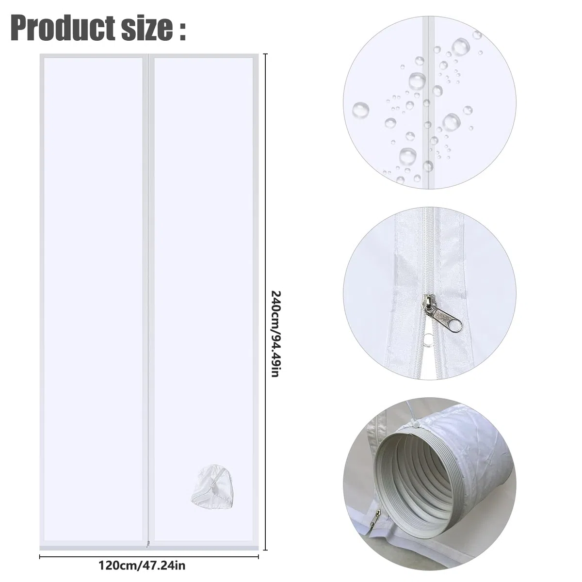 Guarnizione Porte per Condizionatore Portatile, Guarnizione Porte per Condizionatore D'aria, con Cerniera，Facile da Montare，Per Tutti Climatizzatori Mobili (120 * 240cm)