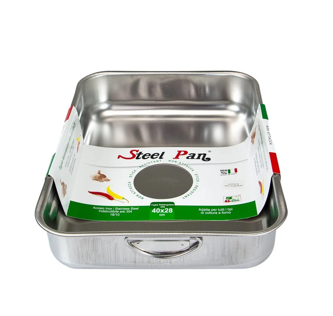 Steel Pan Rosticciera Teglia Inox/Inad.Alta Cm.40