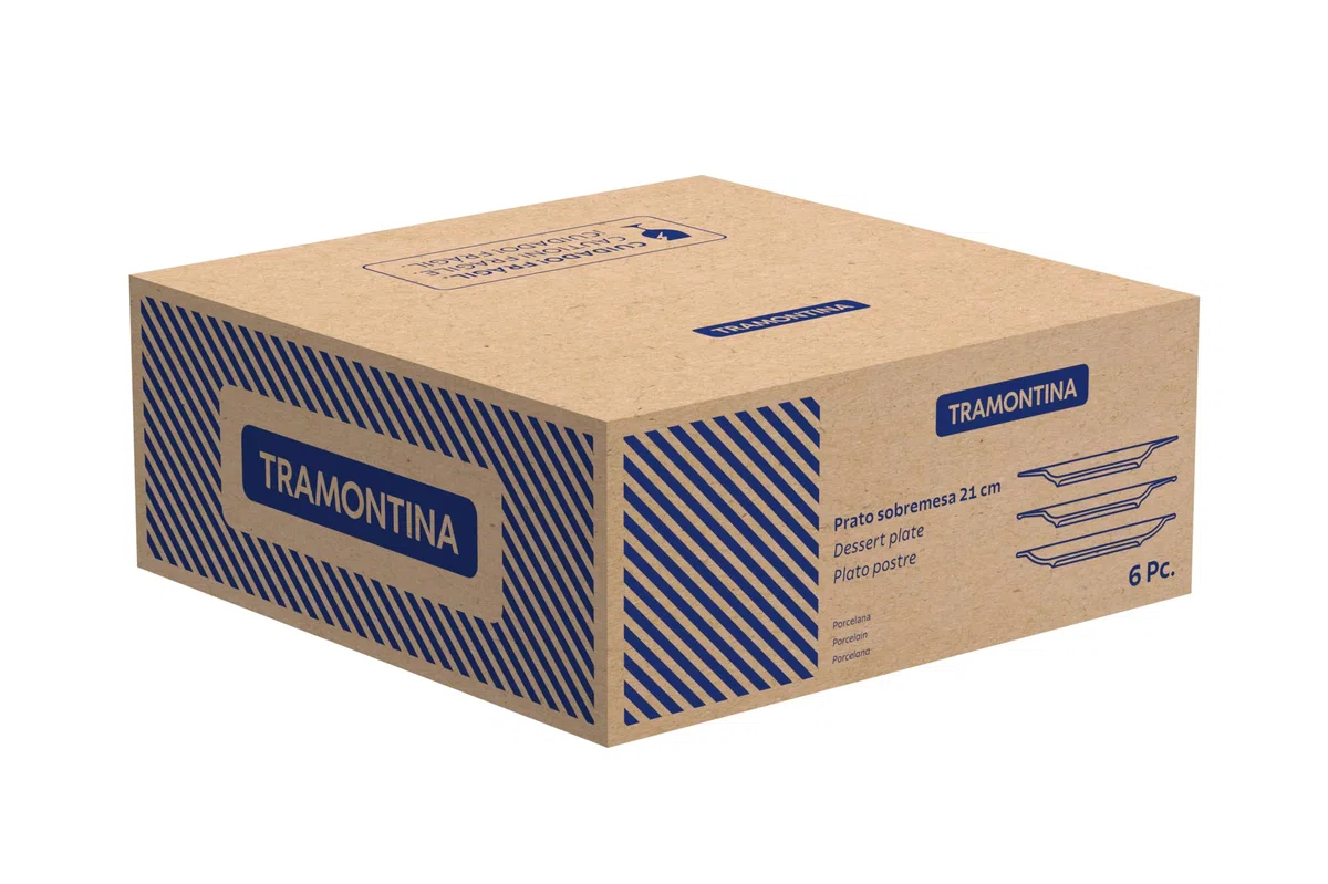 Tramontina Set Piatti da Dessert Ingrid in Porcellana Decorata 21 cm 6 Pezzi