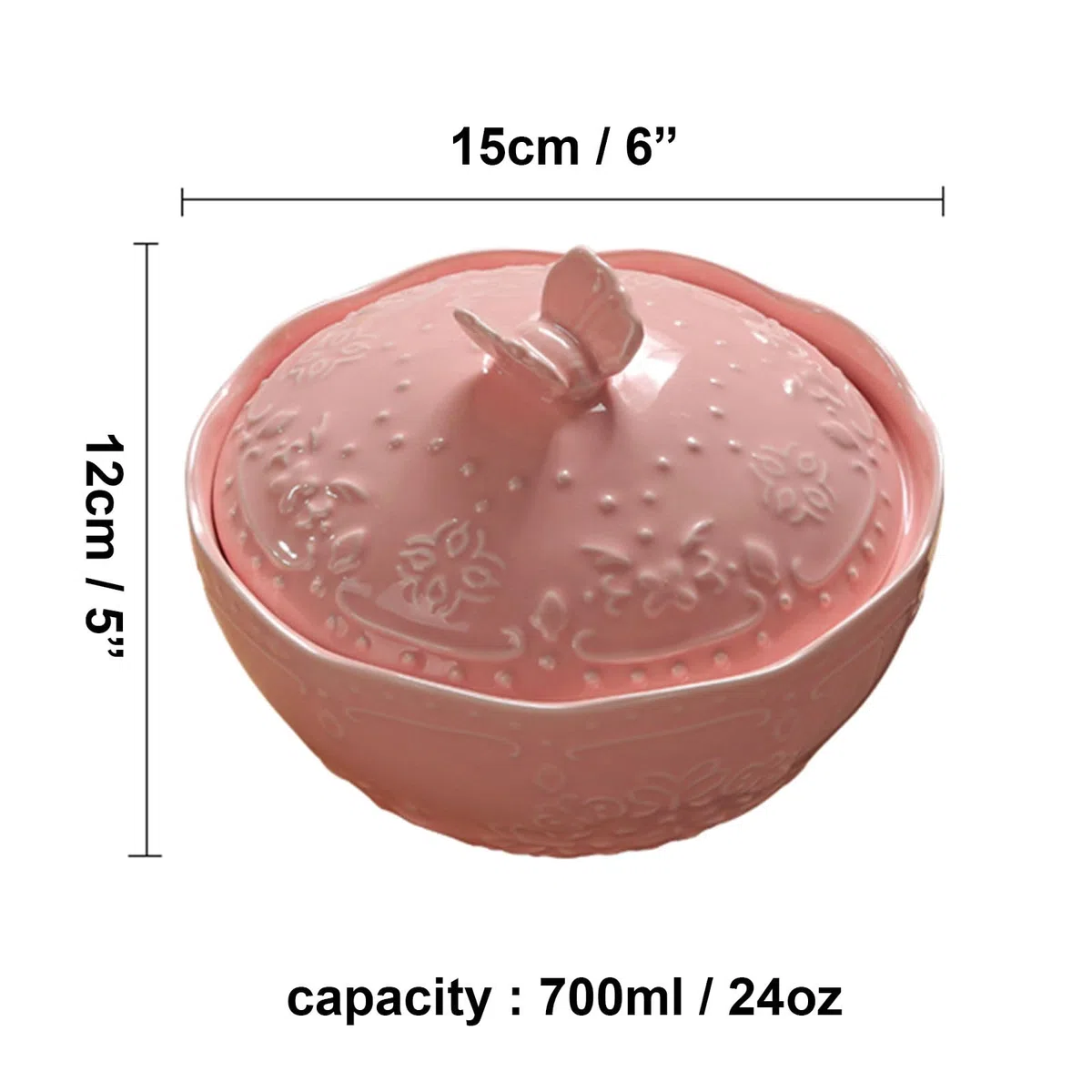 Ciotola da zuppa con coperchio, ciotola bassa, ciotola per noodle, ciotola per ramen in ceramica, ciotole Pho grandi (rosa, 680 g)