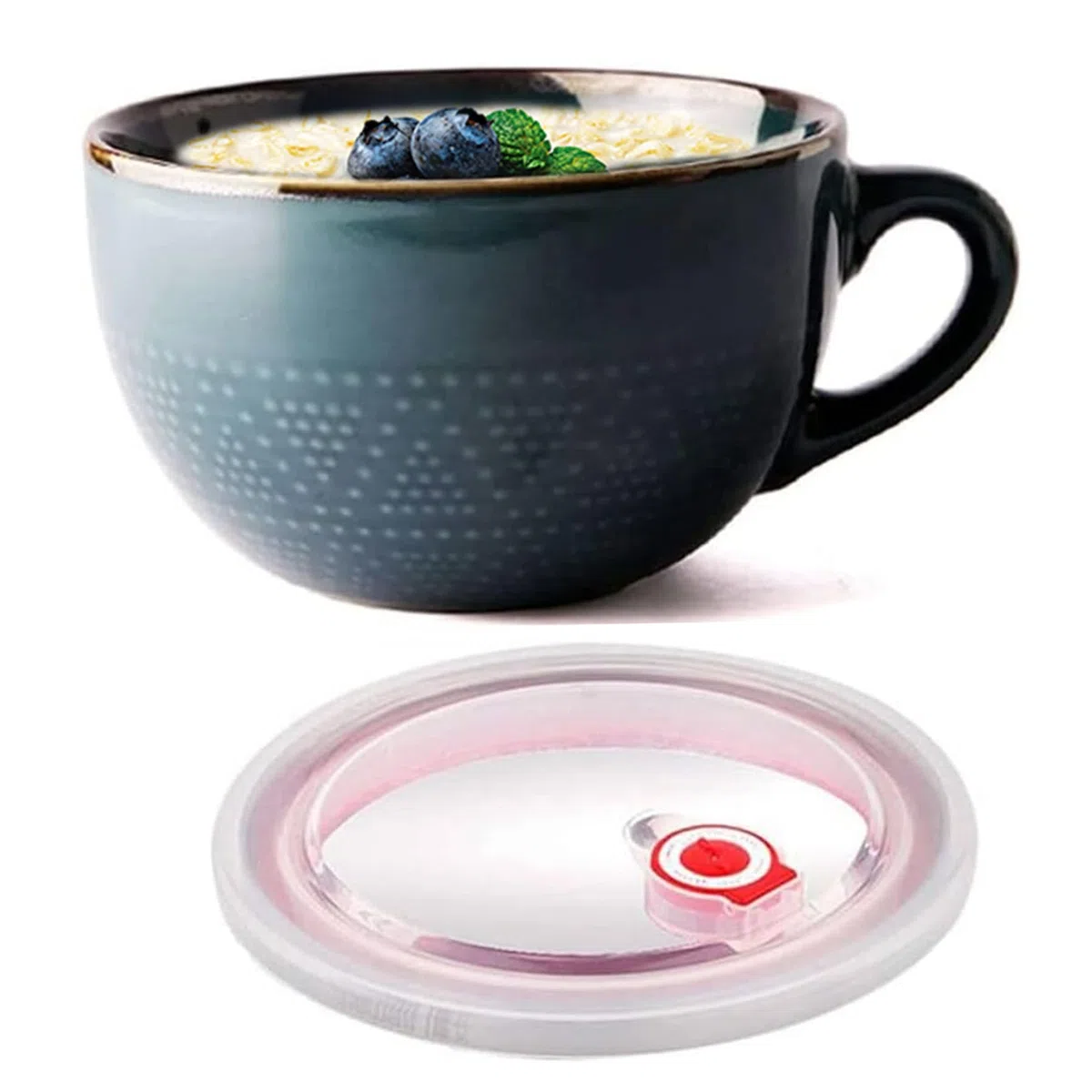 Tazza di zuppa, ciotole da zuppa in ceramica da 700 ml con manici a microonde tazza di zuppa con coperchio, ciotole di zuppa facili da pulire per cereali per latte d'avena ramen farina d'avena
