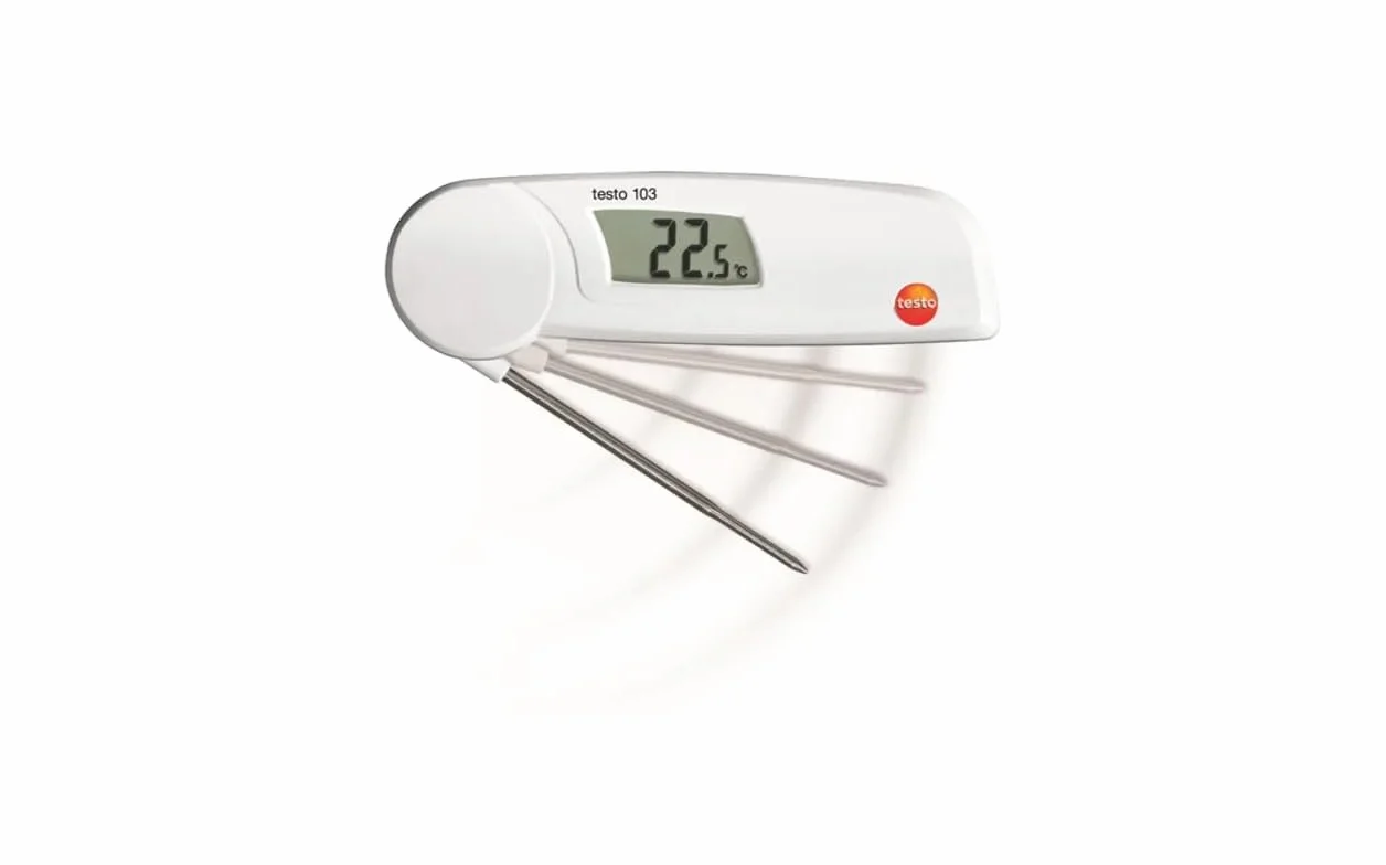 Testo 0560 0103 103, Termometro pieghevole, lunghezza: 11 cm, piccolo, classe IP55, batterie incluse