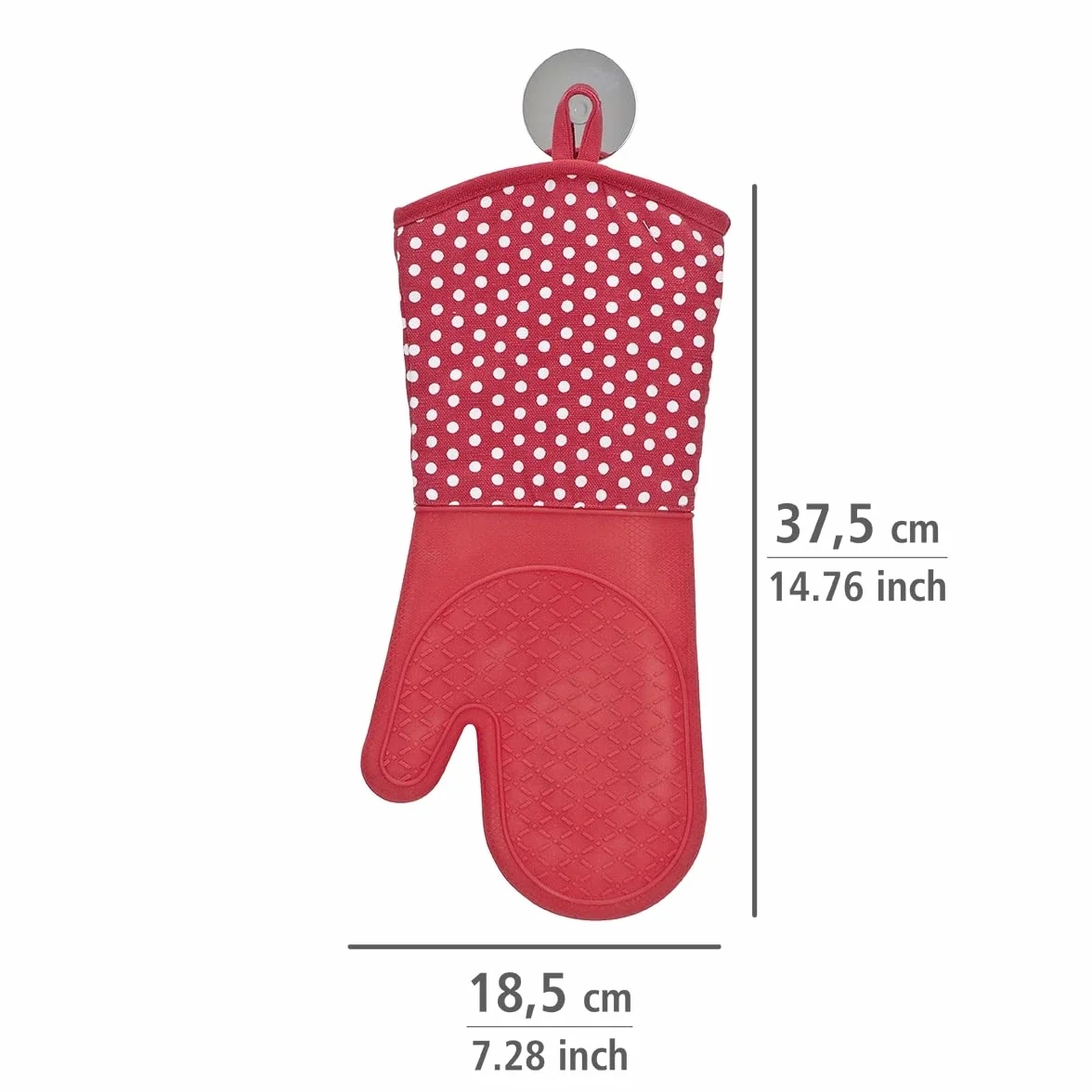 Wenko 2102168100, Confezione 2 guanti in silicone da cucina, colore: Rosso
