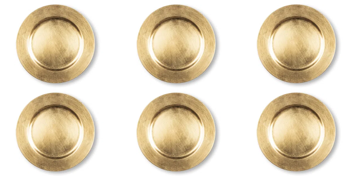 Excelsa Gold Set 6 Sottopiatti, Plastica PP, Riutilizzabile, Diametro 33 cm.