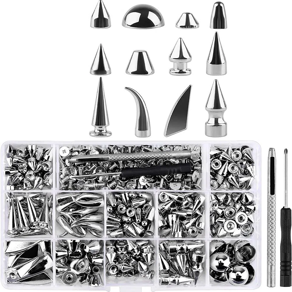 270 Set Punte e Rivetti, Forma Mista Punk Punk Spike Rivetti Vite In Metallo Rucken Rivetti con Strumento di Installazione per