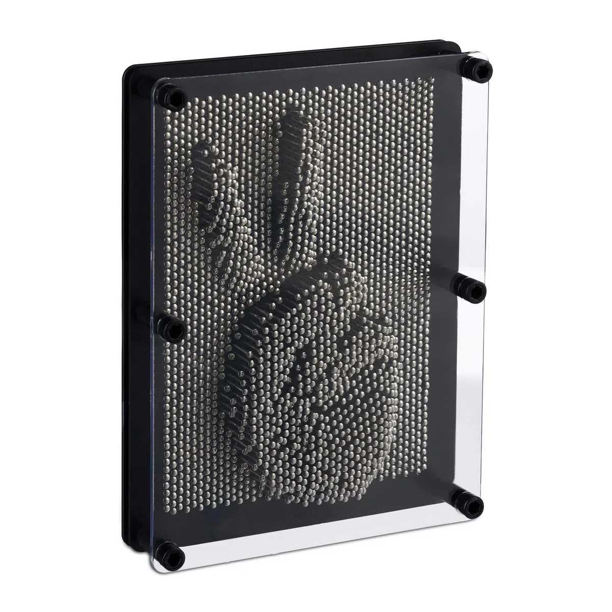 Relaxdays Pin Art 3D, Board Pins per Sculture, Pinpressions, Gioco con i Chiodini Modellanti, H x L: 20x15, nero/argento