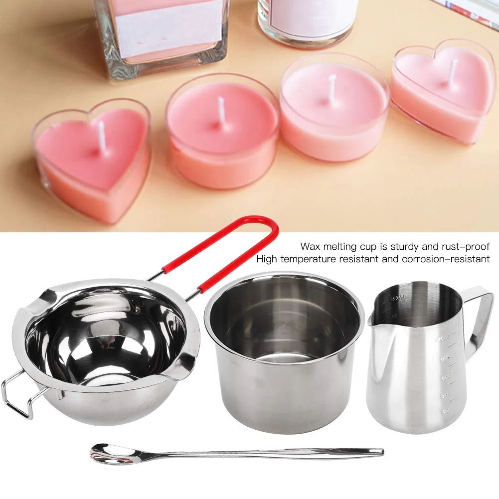 Kit fai da te per la fabbricazione di candele per principianti adulti, pentola a doppia caldaia in acciaio inossidabile per fondere cioccolato/caramelle/candela
