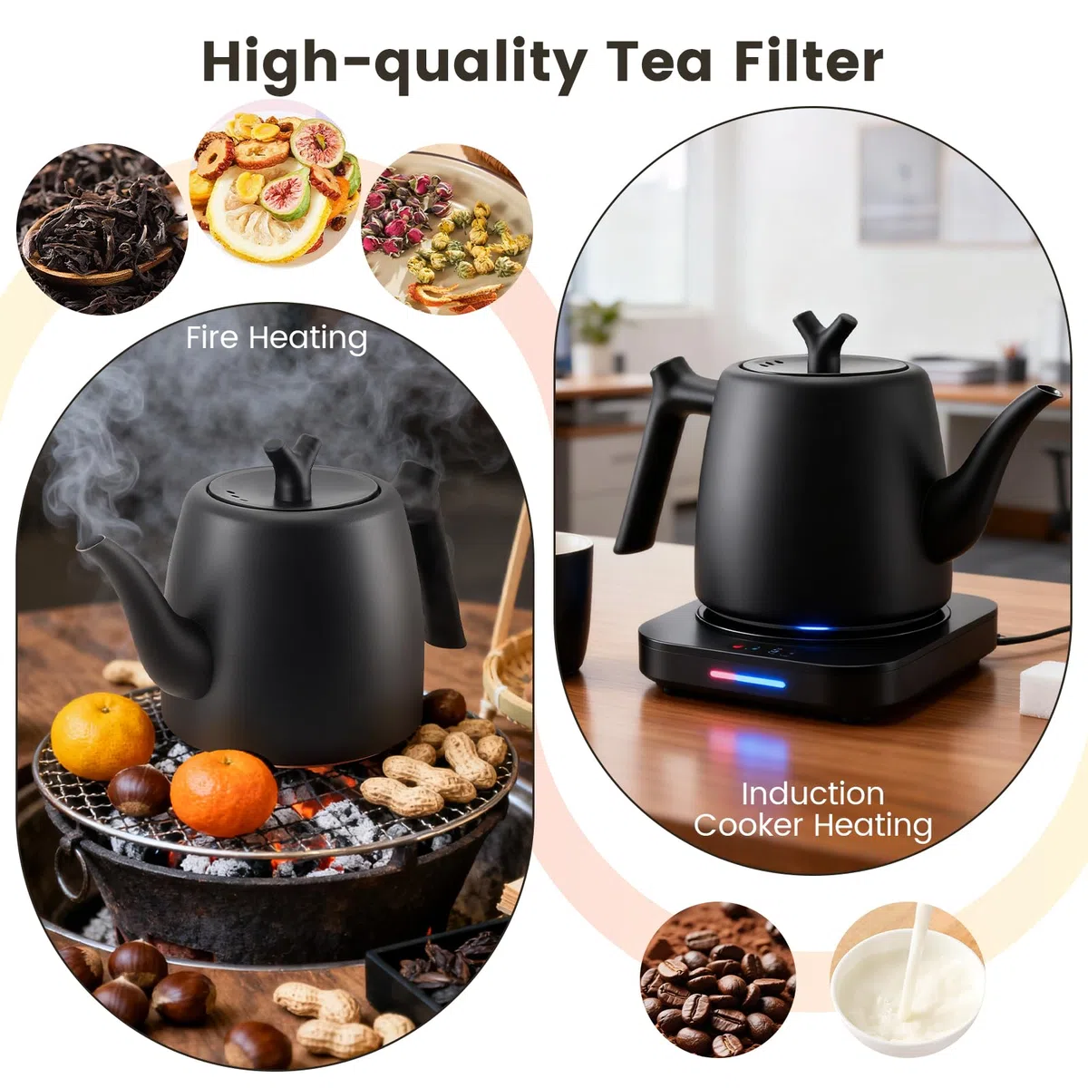 Teiera con Infusore 2 Litri, Teiera Termica, 10-12 Tazze, Teiera in Acciaio Inossidabile a Doppia Parete per Tè Sfuso, Zenzero e Miscele di Erbe