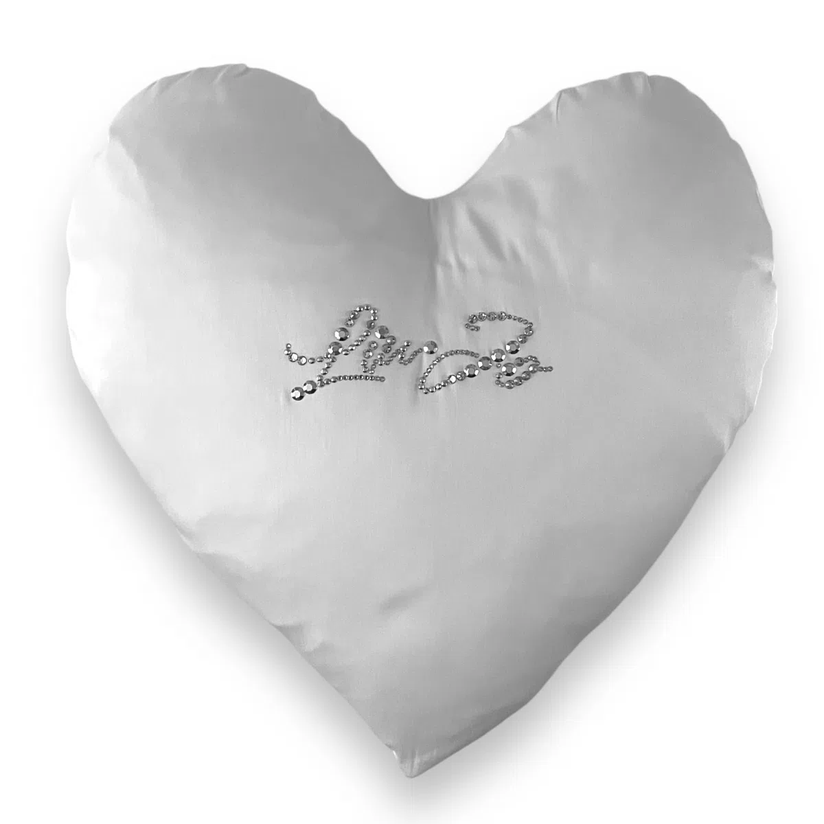 Liu Jo Milano Cuscino Arredo a Cuore in Cotone Rasatello 30x35 cm – Sfoderabile con Cerniera – Logo in Punti Luce – Made in Italy (Bianco)
