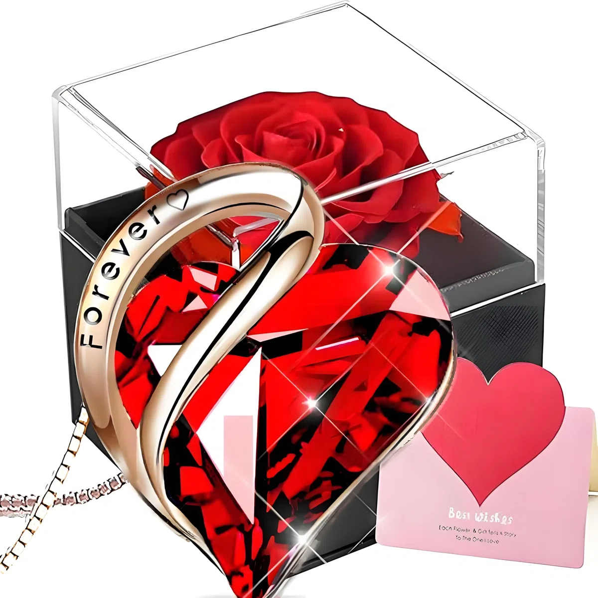Scatola Rosa Stabilizzata,Rose Conservata, Rosa Eterna Vera,Natural Preservada Fiori Confezione Regalo per la Festa della Mamma,Natale,Compleanno,Anniversario,San Valentino per Fidanzata,Moglie