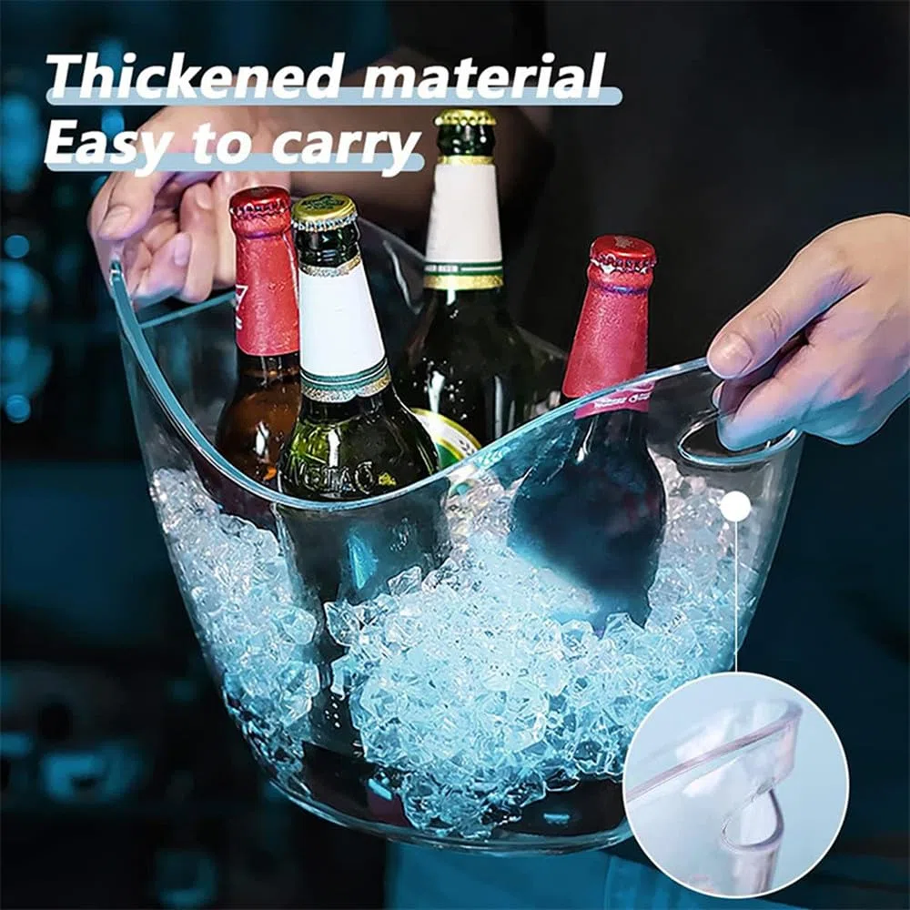 NatureMan Secchiello per il ghiaccio per feste, 2 pezzi, 4 litri, per bevande, vino, birra, bevande, feste, bar, in plastica trasparente, per champagne, cocktail, birra