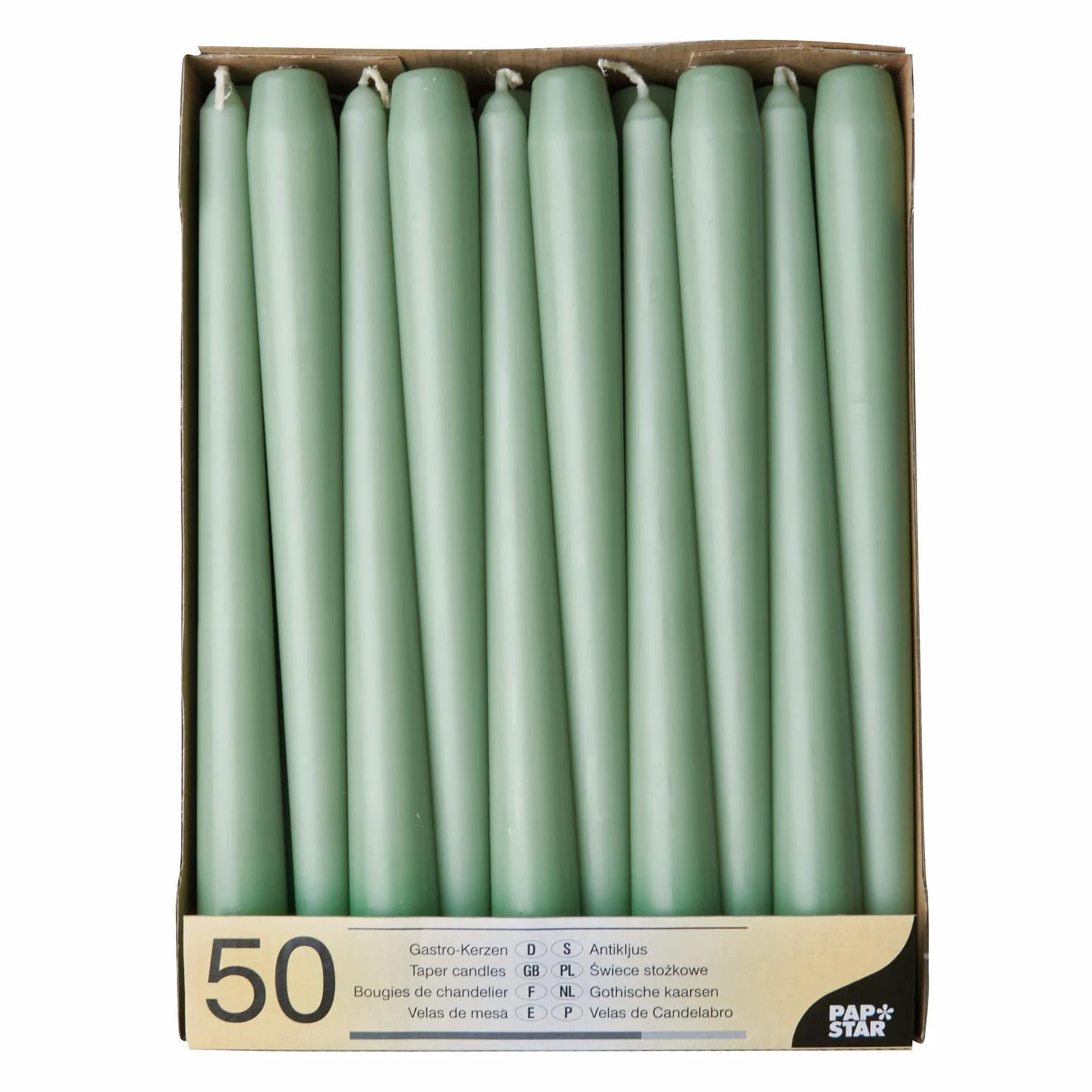 Papstar Candele a punta 88341, diametro 2,2 cm, 25 cm, colore verde giada