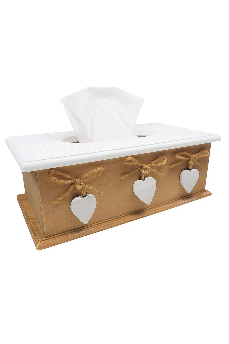 khevga Scatola porta fazzoletti in legno, stile rustico, marrone