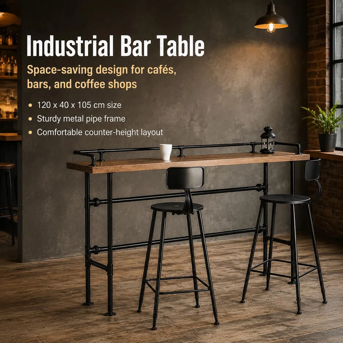 Industrial Counter Pannello Segnaletica Cartoncino Ferro Legno Durevole per Applicazioni Professionali Arredamento Laboratorio Esposizione Bancone Negozio, 120 * 40 * 105cm Spessore Tavola 5cm