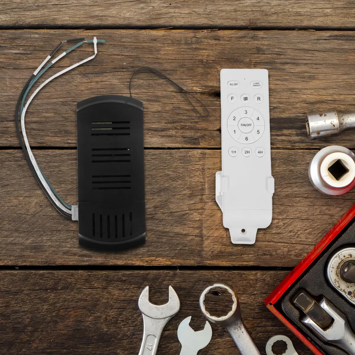 Kit Telecomando Wireless per Ventilatore da Soffitto Dc con Ricevitore e Controllo Lampada, Facile Installazione in Plastica, per Estivo in Casa