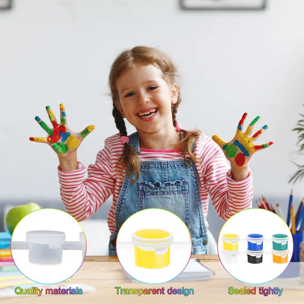200 Vasi Strisce di Vernice Vuote 5ml 25 Strisce Mini Barattoli di Vernice con Coperchi Piccoli Contenitori per Pittura in Plastica Tazze di Vernice Vuoti per Scuole,Dipinti, Festival