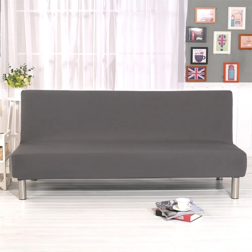 Fodera per divano senza braccioli tinta unita Stretch Fodera per fodera per futon 3 posti Fodera per divano pieghevole per elastici 3 posti Pieghevole Divano letto senza braccioli 200 x 130 cm