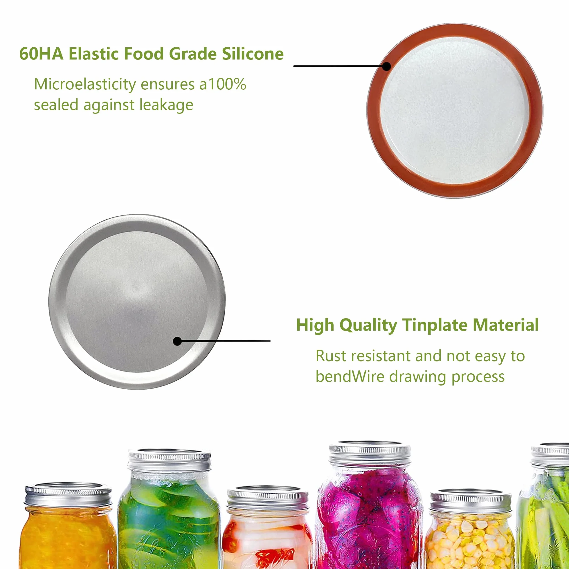 WANGCL 50 coperchi per Conserve a Bocca Larga, per Uso Alimentare, in Metallo, a Bocca Larga, 86 mm